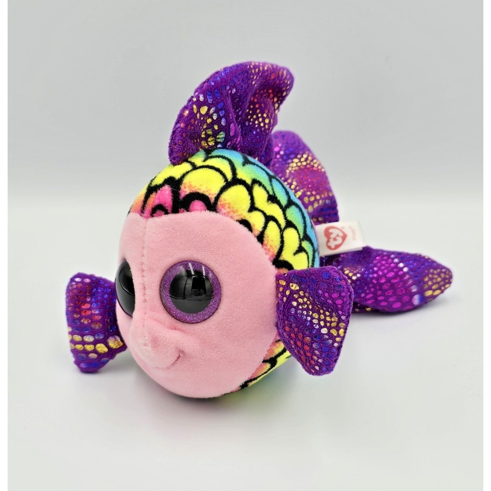 Ty Beanie Boos Flippy Rainbow Fish Plush 6" Glitter Eyes 2017